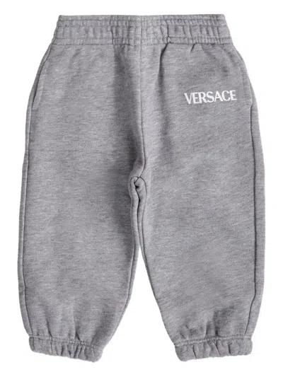 Versace Grey Trackpants With Logo For Baby In Gray