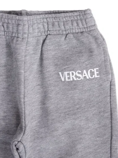 Versace Grey Trackpants With Logo For Baby In Gray