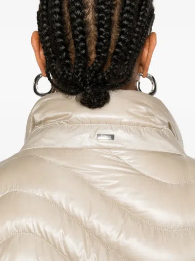 Herno Quilted Midi Down Jacket In Neutral