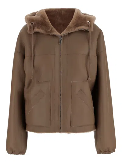 Blancha Brown Reversible Shearling Jacket In Brown