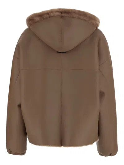 Blancha Brown Reversible Shearling Jacket In Brown