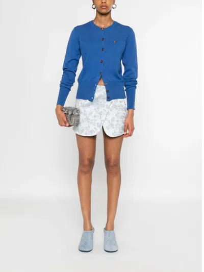 Vivienne Westwood Orb-embroidered Cardigan In Blue