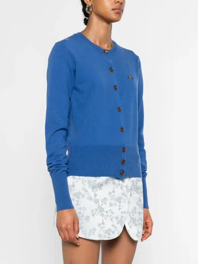 Vivienne Westwood Orb-embroidered Cardigan In Blue