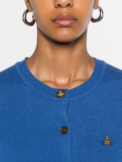 Vivienne Westwood Orb-embroidered Cardigan In Blue