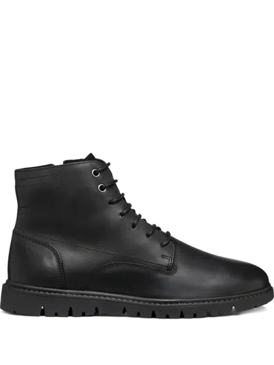 Geox Ghiacciaio Lace-up Zip Boots In Black