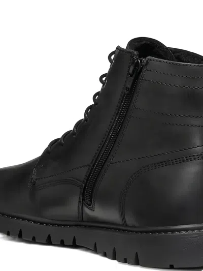 Geox Ghiacciaio Lace-up Zip Boots In Black