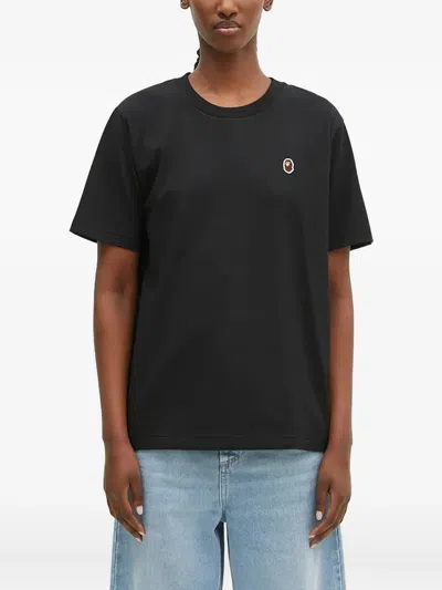 A Bathing Ape Logo-appliqué T-shirt In Black