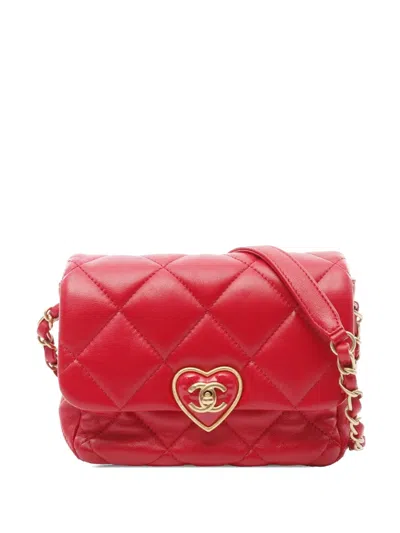 Pre-owned Chanel 2021-2025 Mini Quilted Lambskin Acrylic Coco Love Flap Crossbody Bag