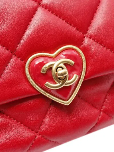Pre-owned Chanel 2021-2025 Mini Quilted Lambskin Acrylic Coco Love Flap Crossbody Bag