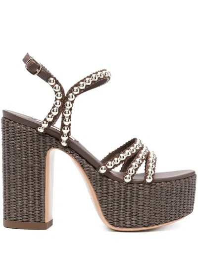 Casadei 120mm Isa Studsway Platform Sandals In Gray
