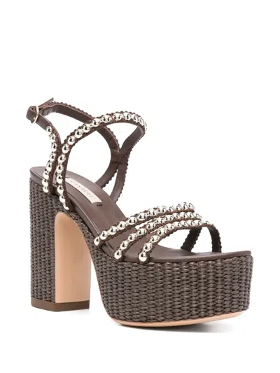 Casadei 120mm Isa Studsway Platform Sandals In Gray