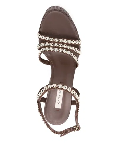 Casadei 120mm Isa Studsway Platform Sandals In Gray
