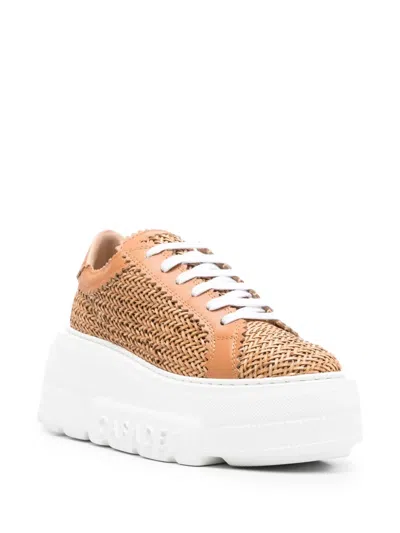 Casadei Nexus Hanoi Woven Platform Sneakers In Nude