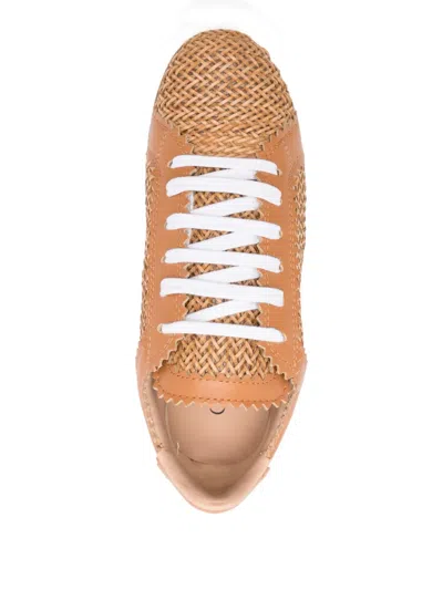 Casadei Nexus Hanoi Woven Platform Sneakers In Nude