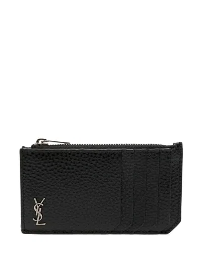 Saint Laurent Tiny Cassandre Cardholder In Black