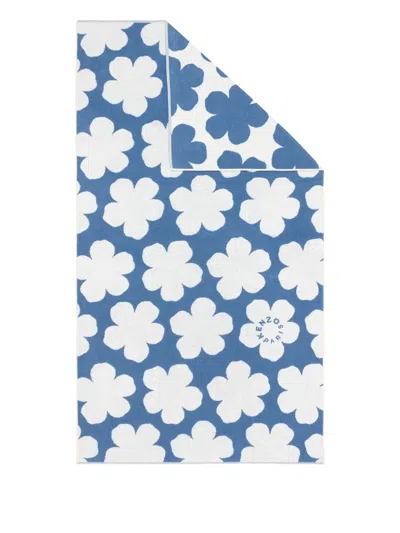 Kenzo Flower-motif Beach Towel In Blue