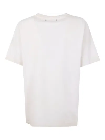 Golden Goose Crew Neck Floral Print Short Sleeves In Neutral