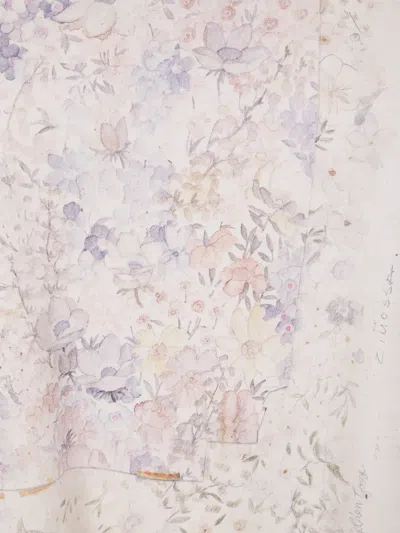 Golden Goose Crew Neck Floral Print Short Sleeves In Neutral