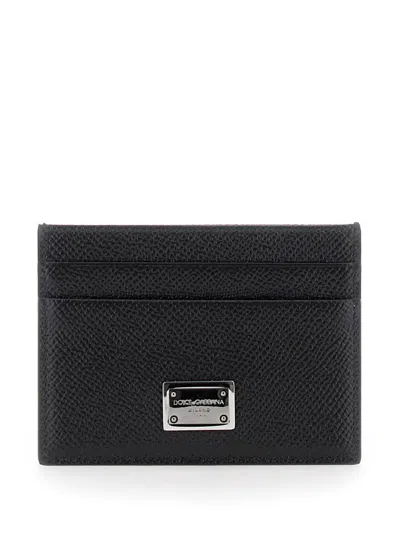 Dolce & Gabbana Black Dauphine Calfskin Card Holder