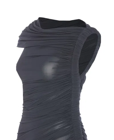 Alaïa Draped Asymmetrical Knee Length Dress In Black