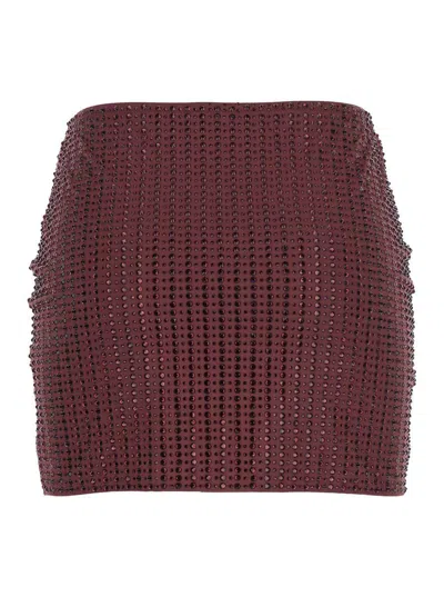 Venuja Rhinestone-embellished Mini Skirt In Burgundy