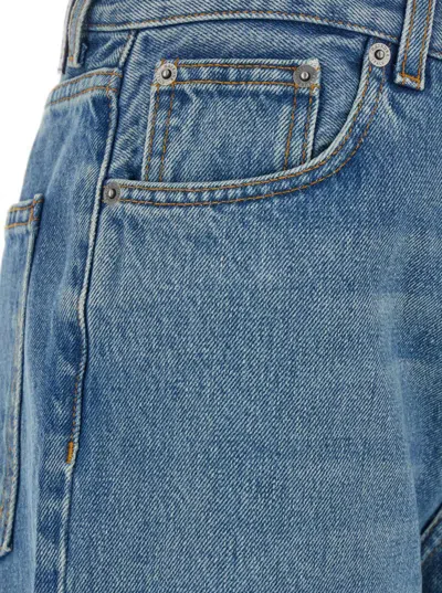 Haikure Korea Wb Fray Waist Wide Flare Leg Jeans In Blue