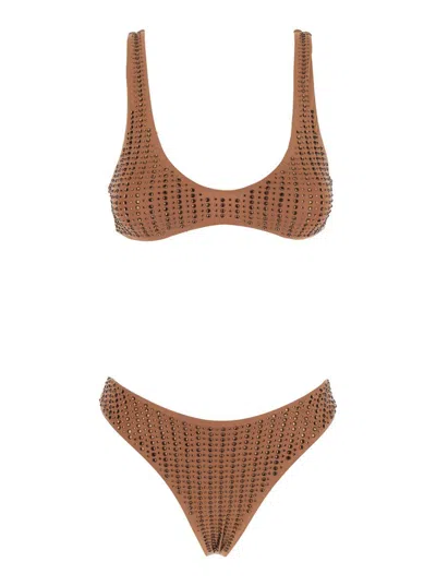 Venuja Rhinestone-embellished Bikini In Brown