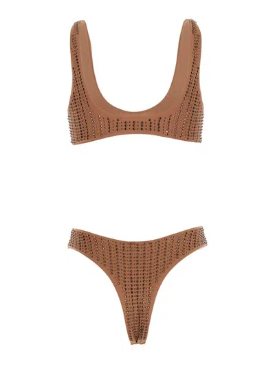 Venuja Rhinestone-embellished Bikini In Brown