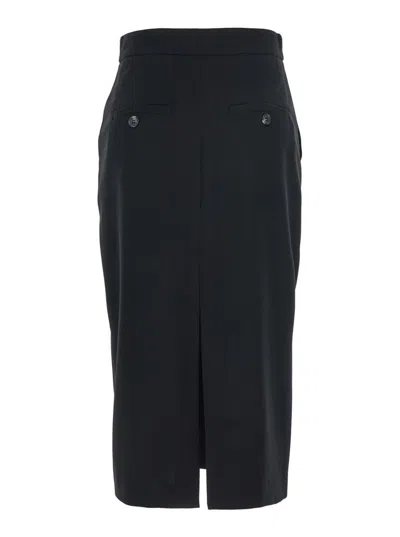 Plain Long Slits Skirt In Black