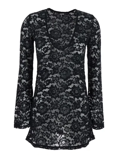 Venuja Floral-lace Mini Dress In Black
