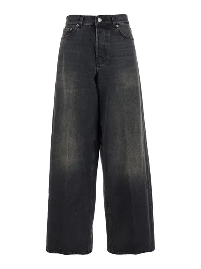 Haikure Loose Fit Denim Trousers In Black