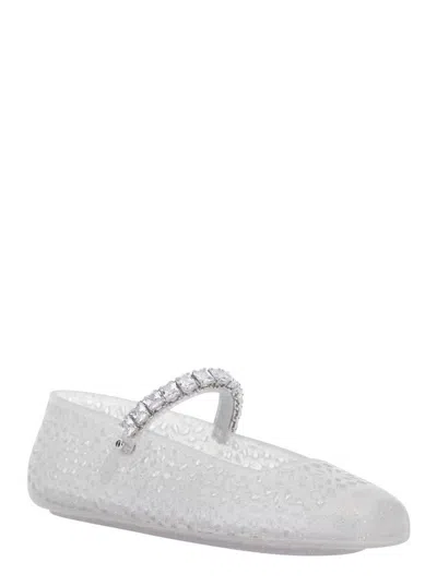Jimmy Choo The Jelly Transparent Ballet Flats With Crystals Women In Transparent