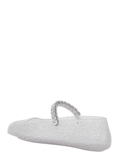 Jimmy Choo The Jelly Transparent Ballet Flats With Crystals Women In Transparent