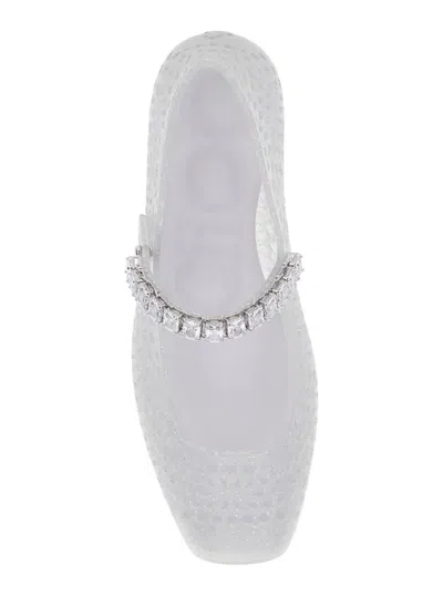 Jimmy Choo The Jelly Transparent Ballet Flats With Crystals Women In Transparent