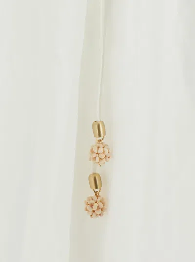 Zimmermann Ascension Lace Yoke White Midi Dress With Lace Embellishment And Stand-up Collar In Ramie Woman In Neutral