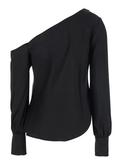 Simkhai 'alice' Black One-shoulder Top With Asymmetric Neckline And Cut-out Cuffs In Tech Fabric Woman