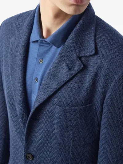 Corneliani Herringbone Three-button Jacket In Blue