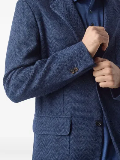 Corneliani Herringbone Three-button Jacket In Blue