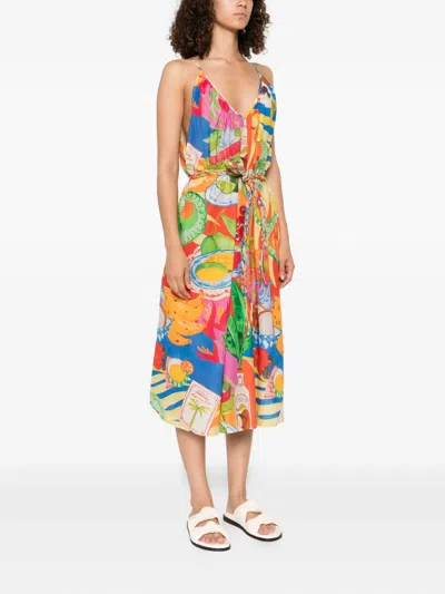 Farm Rio Multicolor Summer Picnic Midi Dress