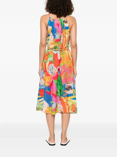 Farm Rio Multicolor Summer Picnic Midi Dress