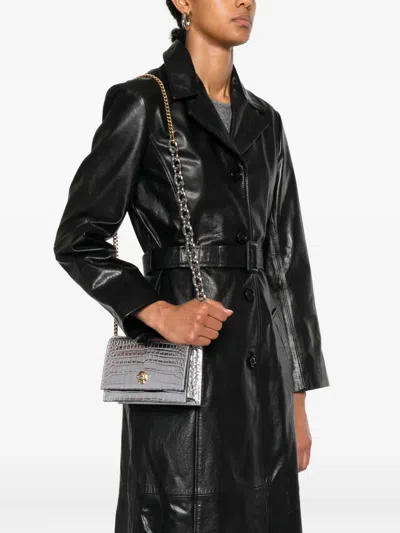 Alexander Mcqueen Skull-embellished Crocodile-effect Bag