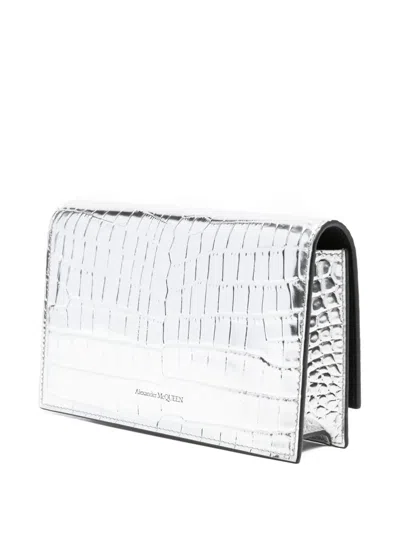 Alexander Mcqueen Skull-embellished Crocodile-effect Bag