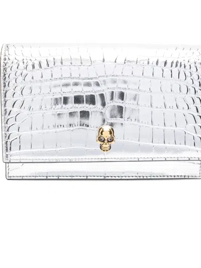 Alexander Mcqueen Skull-embellished Crocodile-effect Bag