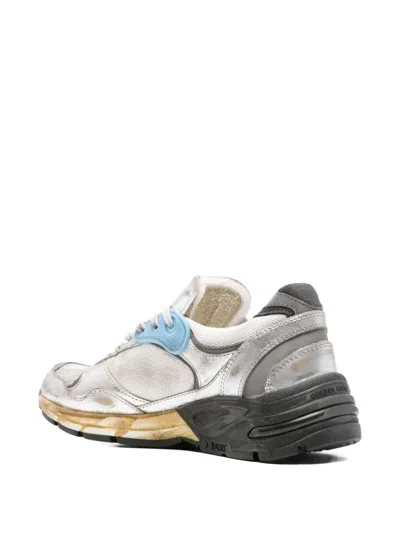 Golden Goose Dad-star Sneakers In Mesh And Laminated Leather Color Grey And Blackrunning In White