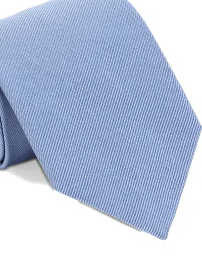 Tom Ford Silk Tie With Subtle Ribbed Texture In Blue