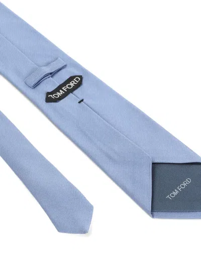 Tom Ford Silk Tie With Subtle Ribbed Texture In Blue