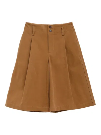 Chloé Chloe' Women Shorts Bermuda Wide Leg And High Waist In Cotton In Brown