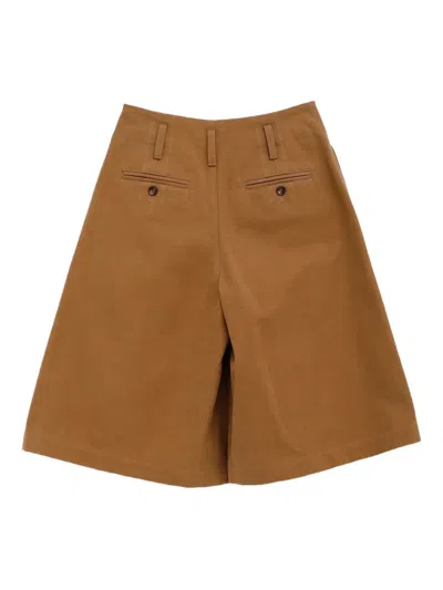 Chloé Chloe' Women Shorts Bermuda Wide Leg And High Waist In Cotton In Brown