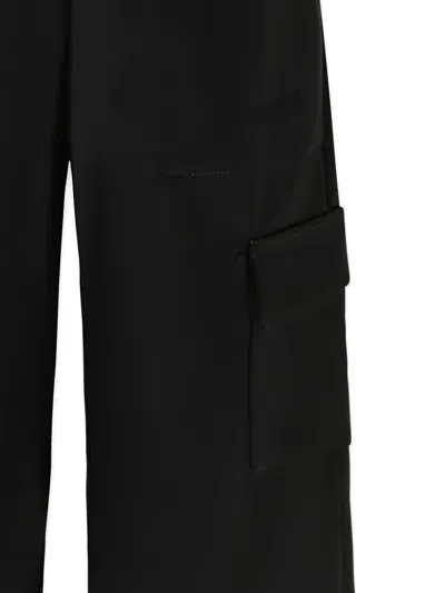 Msgm Elasticated-waist Cargo Trousers In Black
