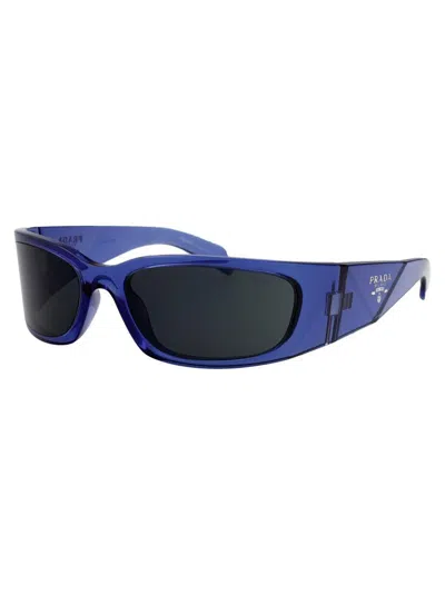 Prada Transparent Iris Acetate Sunglasses In Blue